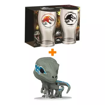 Набор Мир Юрского периода набор бокалов В огне + фигурка Velociraptors Blue & Beta