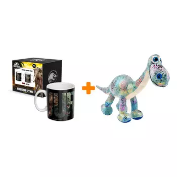 Набор мягкая игрушка Динозавр Даки + термо-кружка Мир Юрского периода Мир динозавров