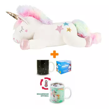 Набор мягкая игрушка Единорожка Лилу + термо-кружка Минни Единорог фарфор