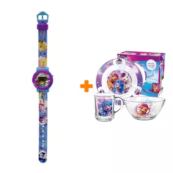 Набор My Little Pony набор посуды Сияй + часы наручные