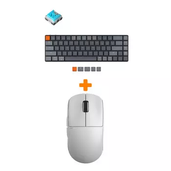 Набор Мышь Pulsar X2 Wireless White + Клавиатура Keychron K7 Low Profile, RGB, Blue Switch