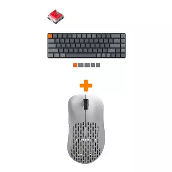 Набор Мышь Pulsar Xlite Wireless V2 Competition Mini White + Клавиатура Keychron K7 Low Profile, RGB, Red Switch