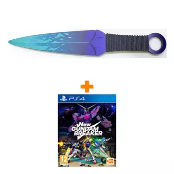 Набор New Gundam Breaker [PS4, английская версия] + Оружие игровое нож Кунай 2 Холодное пламя деревянный