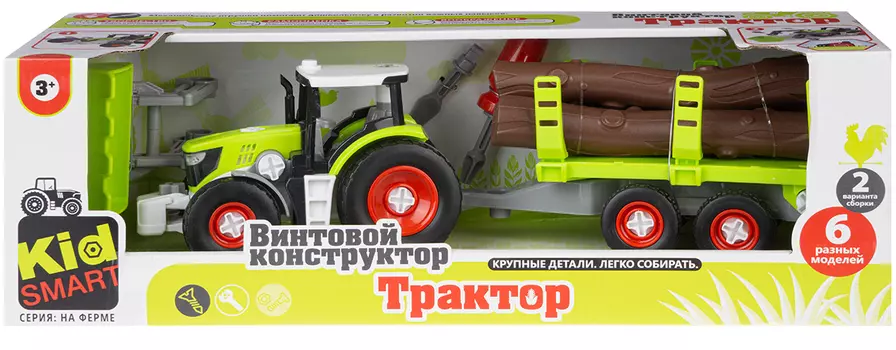 Набор пластмассовых деталей для сборки трактора-лесовоза с прицепом (Union Vision: KM-282A)