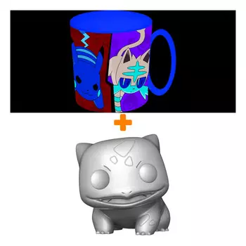 Набор Pokemon фигурка Bulbasaur Metallic + кружка для СВЧ