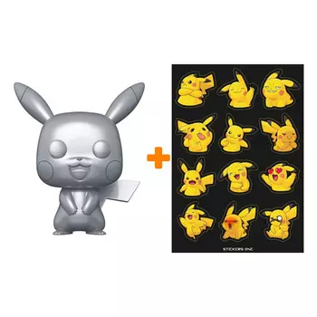 Набор Pokemon фигурка Pikachu Metallic + стикерпак Pika #2