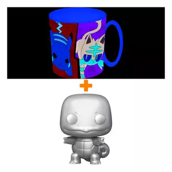 Набор Pokemon фигурка Squirtle Silver Metallic + кружка для СВЧ