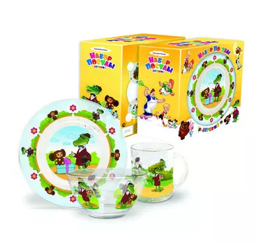 Набор посуды Чебурашка и Крокодил Гена