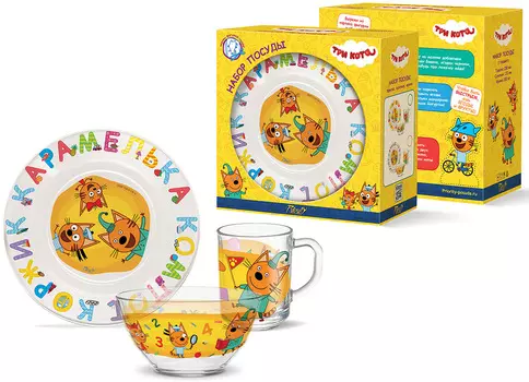 Набор посуды Три кота: Цифры/Буквы