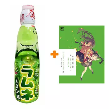 Набор Ранобэ Истории о монстрах. Том 1 + Напиток газированный Ramune Lemonade Melon Вкус дыни 200мл