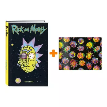 Набор Rick And Morty блокнот Рик в космосе + кардхолдер чёрный