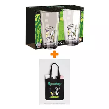 Набор Rick And Morty бокалы + сумка Портал чёрная
