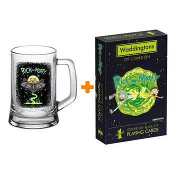 Набор Rick And Morty (кружки Rick And Morty: Летающая тарелка + карты игральные Rick And Morty)