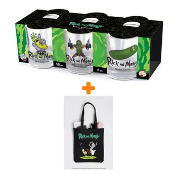Набор Rick And Morty рюмки + сумка Портал чёрная