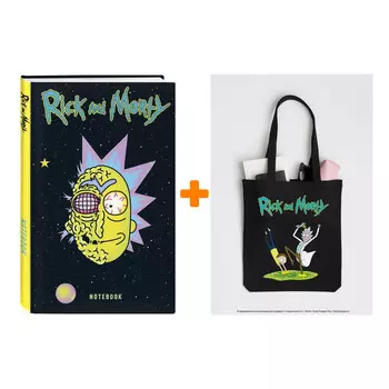 Набор Rick And Morty сумка Портал чёрная + блокнот Рик в космосе