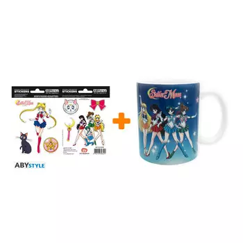 Набор Sailor Moon кружка Sailor Warriors + набор стикеров