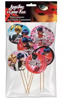 Набор шпажек для коктейля Леди Баг и Супер-Кот (12 шт)
