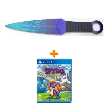 Набор Spyro Reignited Trilogy [PS4, английская версия] + Оружие игровое нож Кунай 2 Холодное пламя деревянный