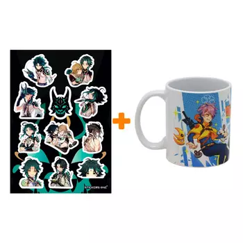 Набор Стикерпак Xiao Genshin + кружка СТМ Аниме