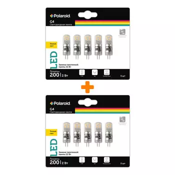 Набор светодиодных лампочек Polaroid 12V G 2W 3000K G4 200lm уп. 5шт, 10шт