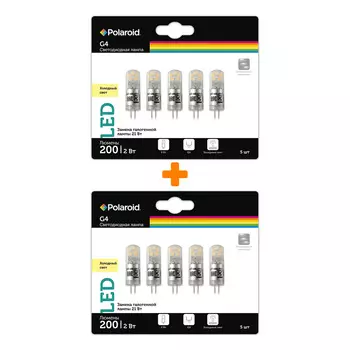 Набор светодиодных лампочек Polaroid 12V G 2W 4000K G4 200lm уп. 5шт, 10шт