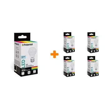 Набор светодиодных лампочек Polaroid 220V A60 9,5W 6500K E27 806lm, 5шт