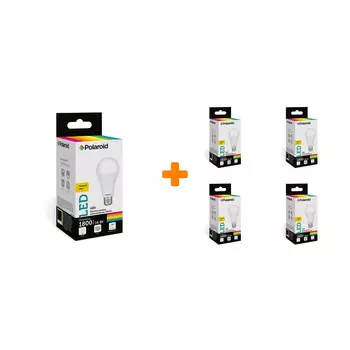 Набор светодиодных лампочек Polaroid 220V A80 16W 3000K E27 1800lm, 5шт