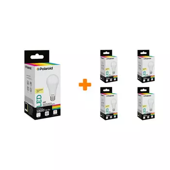 Набор светодиодных лампочек Polaroid 220V A80 20W 4000K E27 1800lm, 5шт