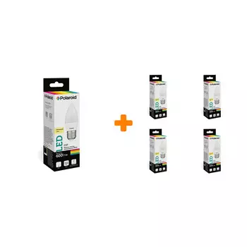 Набор светодиодных лампочек Polaroid 220V C37 7W 4000K E27 600lm, 5шт