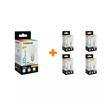Набор светодиодных лампочек Polaroid 220V FIL G45 2,2W 4000K E14 250lm, 5шт