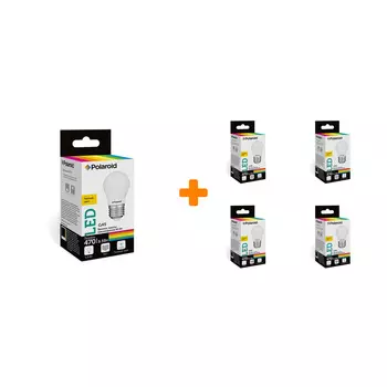 Набор светодиодных лампочек Polaroid 220V G45 5,5W 3000K E27 470lm, 5шт