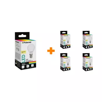 Набор светодиодных лампочек Polaroid 220V G45 6W 4000K E14 490lm, 5шт