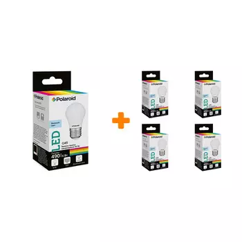 Набор светодиодных лампочек Polaroid 220V G45 6W 6500K E27 490lm, 5шт