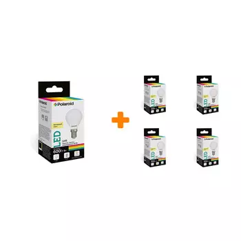 Набор светодиодных лампочек Polaroid 220V G45 7W 4000K E14 600lm, 5шт