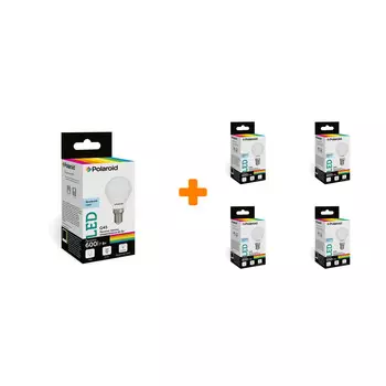 Набор светодиодных лампочек Polaroid 220V G45 7W 6500K E14 600lm, 5шт