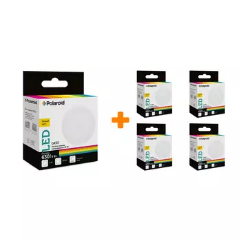 Набор светодиодных лампочек Polaroid 220V GX 9W 3000K GX53 630lm, 5шт