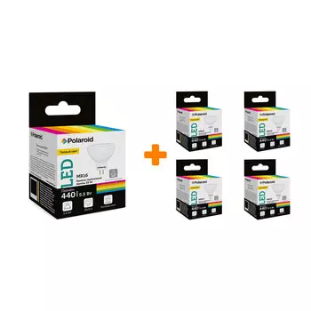 Набор светодиодных лампочек Polaroid 220V MR16 5,5W 3000K GU5.3 440lm, 5шт