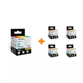 Набор светодиодных лампочек Polaroid 220V MR16 6W 6500K GU5.3 450lm, 5шт
