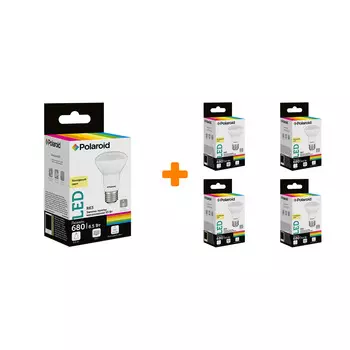 Набор светодиодных лампочек Polaroid 220V R63 9W 4000K E27 680lm, 5шт