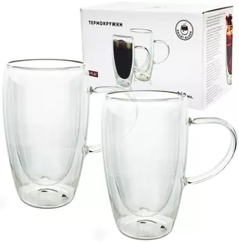 Набор термокружек с двойными стенками 2-Pack (стекло, 360 мл.)