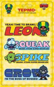 Набор термонаклеек Brawl Stars: 4 бойца