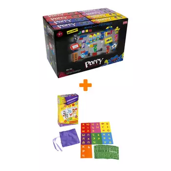 Настольная игра Буквошифры Играй Думай Учись + Конструктор Huggy Wuggy 33 детали Набор