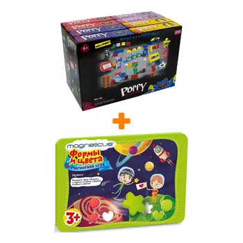 Настольная игра Формы и цвета магнитная арт. POL- 008 + Конструктор Huggy Wuggy 33 детали Набор