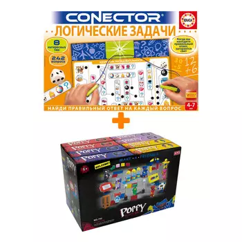 Настольная игра Электровикторина Логические задачи Логические последовательности + Конструктор Huggy Wuggy 33 детали Набор