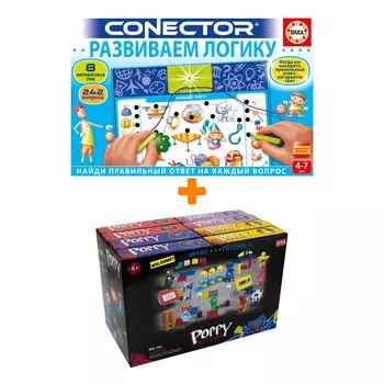 Настольная игра Электровикторина Развиваем логику + Конструктор Huggy Wuggy 33 детали Набор