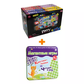 Настольная игра Крестики-нолики магнитная + Конструктор Huggy Wuggy 33 детали Набор