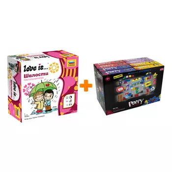 Настольная игра Love Is… Шалости + Конструктор Huggy Wuggy 33 детали Набор
