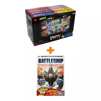 Настольная игра Морской бой Дорожная + Конструктор Huggy Wuggy 33 детали Набор