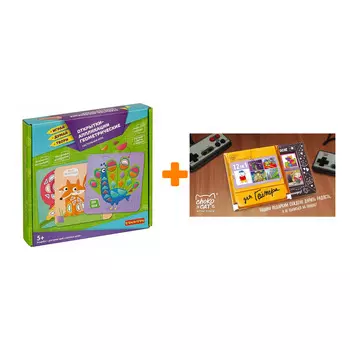 Настольная игра Открытки-Аппликации геометрические + Шоколад Кэт 12 Для геймера 60г Набор