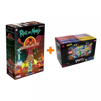 Настольная игра Рик и Морти Анатомический парк Переиздание 2021 + Конструктор Huggy Wuggy 33 детали Набор